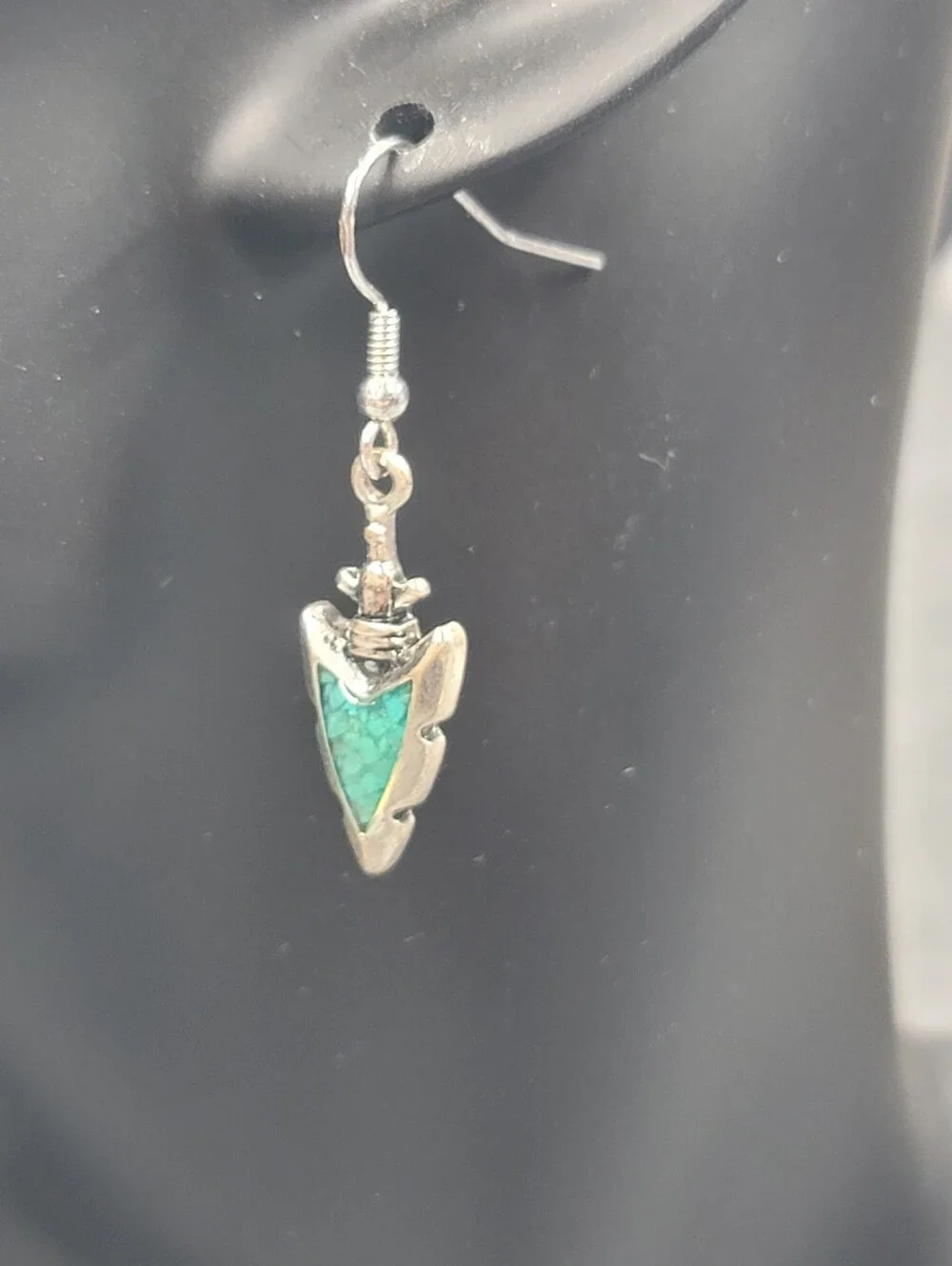 Southwest Style Earrings, Dangling, Silver & Turquoise Colors 5 Pairs NEW